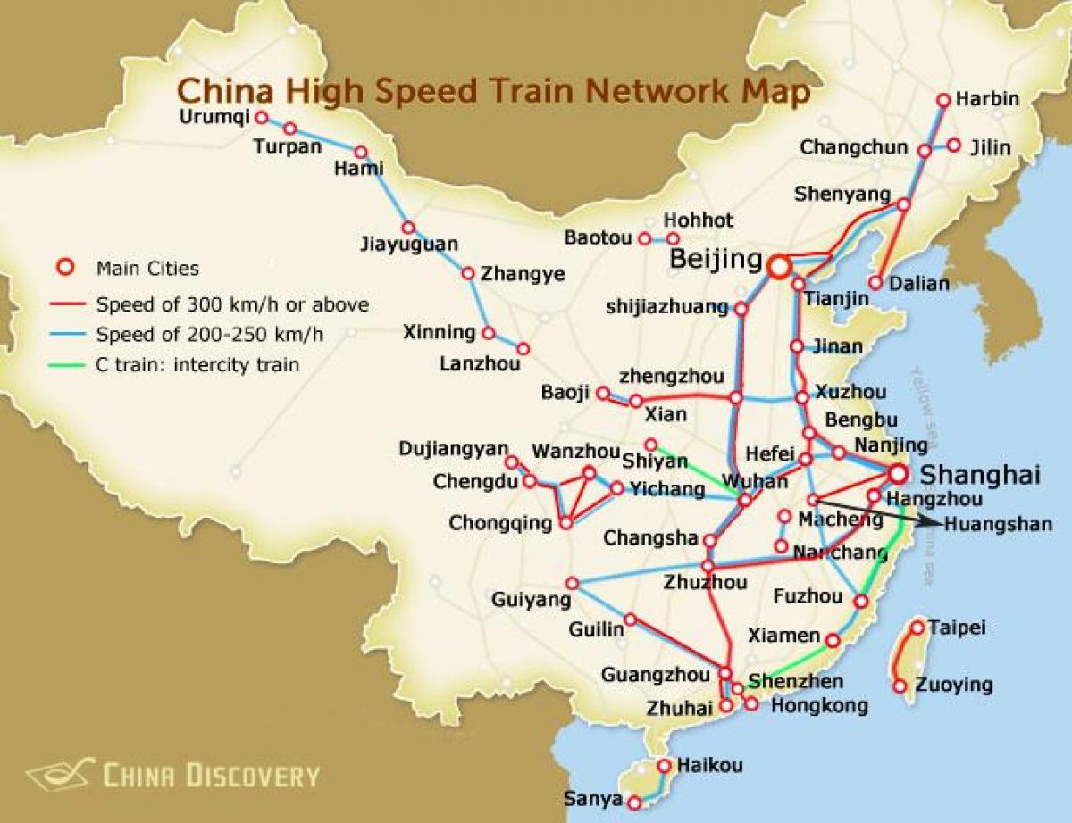上海的子弹列车的地图